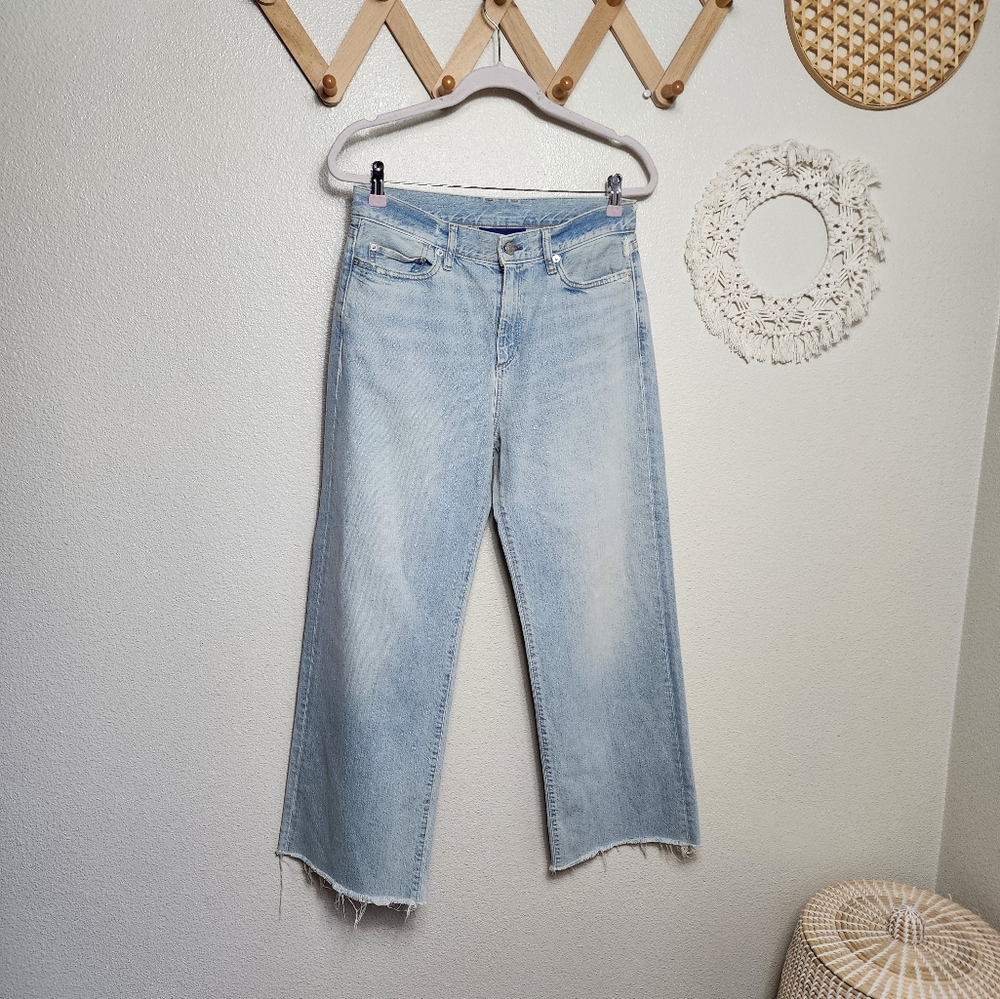 Simon Miller Cropped Frayed Wide-Leg Denim In A Light Wash Women's Size 28 EUC